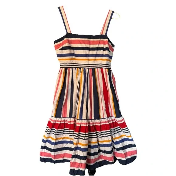 Candy Stripe Nautical Sundress w/ pockets Vince Camuto Size 8 Sailor Vibe - Picture 1 of 11